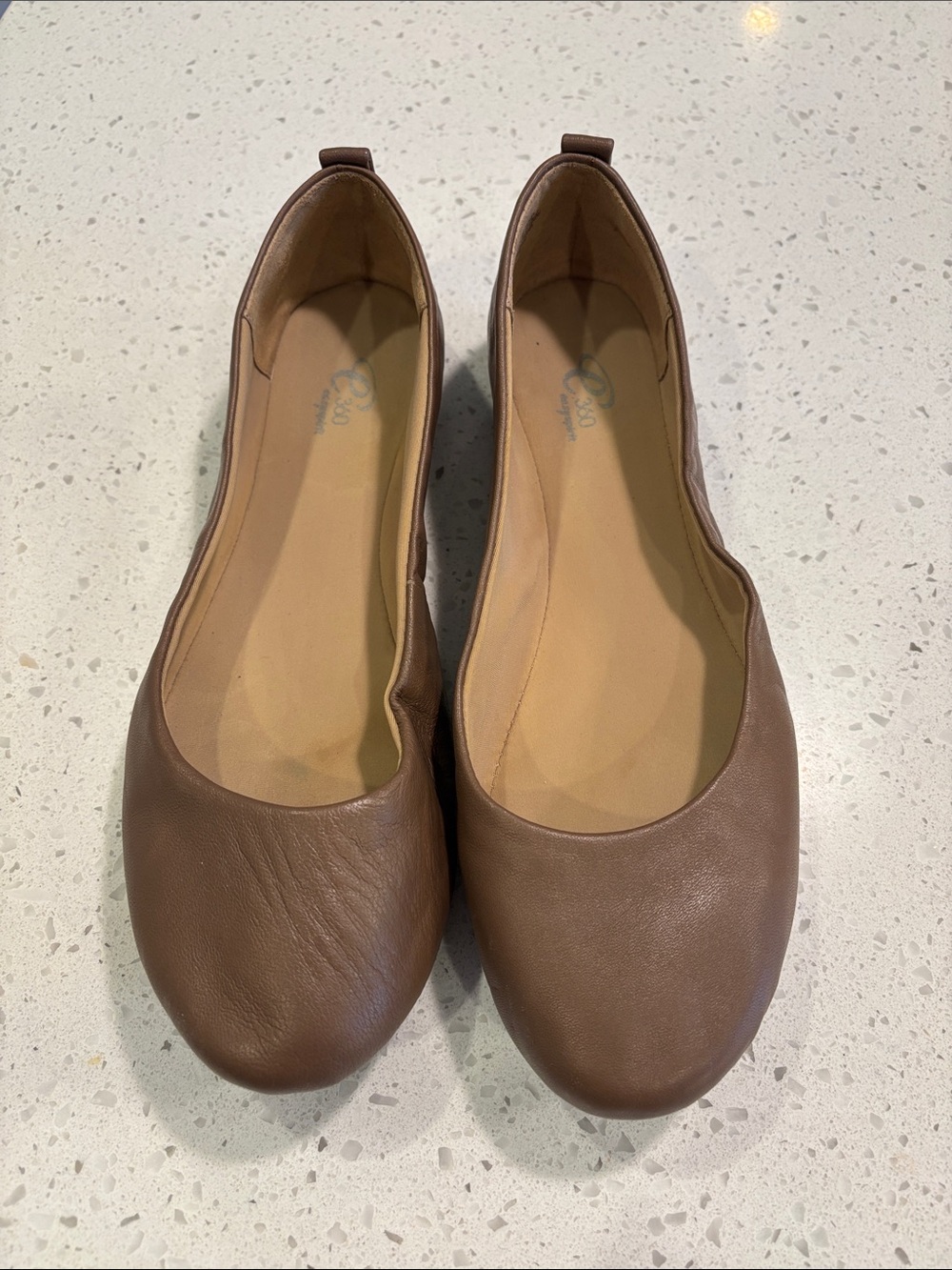 NWOT Easy Spirit Brown Leather Slip-On Ballet Flats